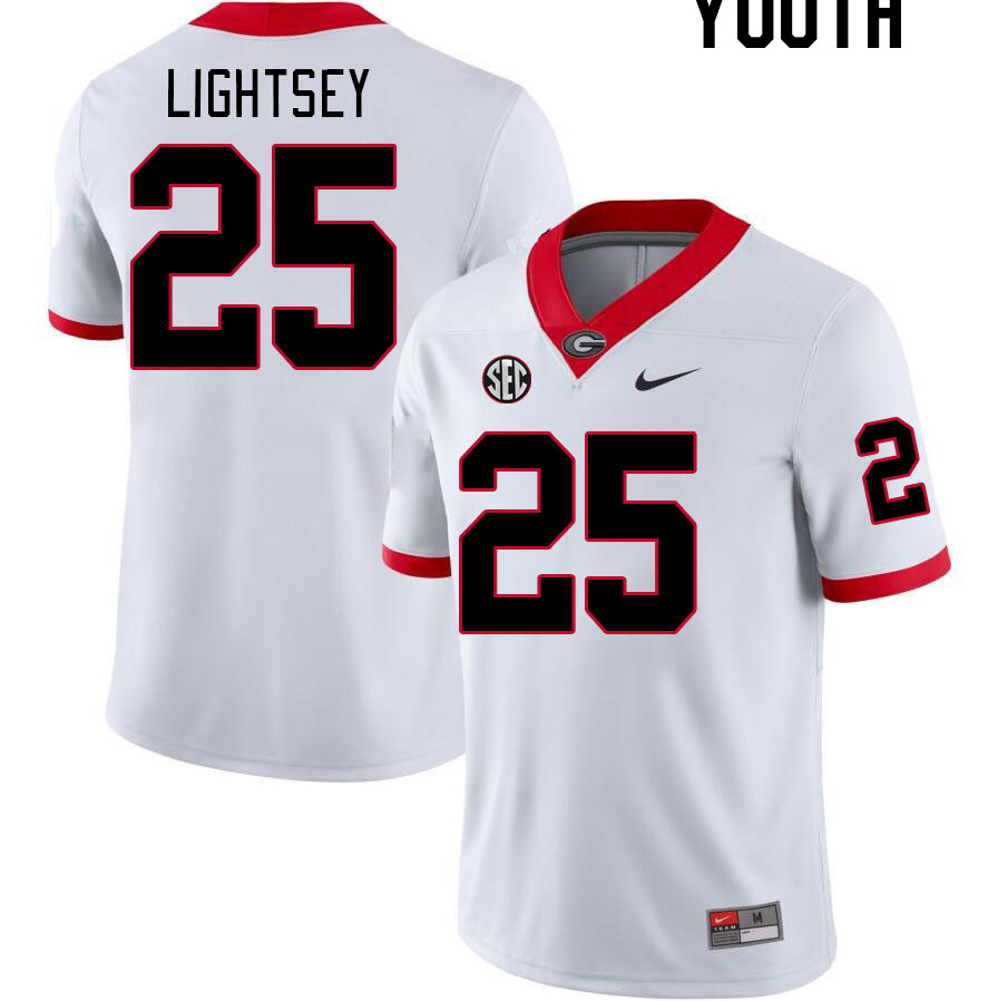 Georgia Bulldogs Youth E.J. Lightsey #25 White Stitched College UGA Football Jersey 23JY012XH